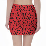 Ladybug Spots Pattern Print Pencil Mini Skirt