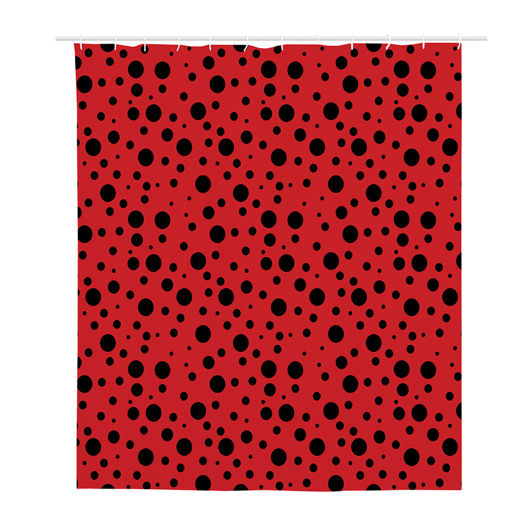 Ladybug Spots Pattern Print Polyester Shower Curtain