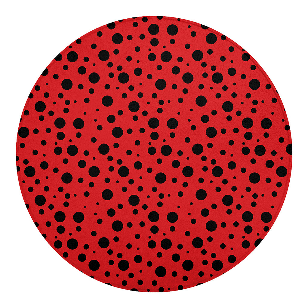 Ladybug Spots Pattern Print Round Blanket
