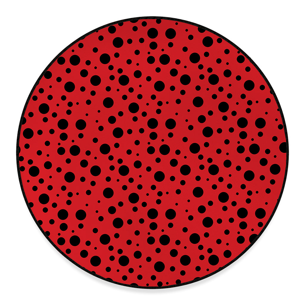 Ladybug Spots Pattern Print Round Floor Mat