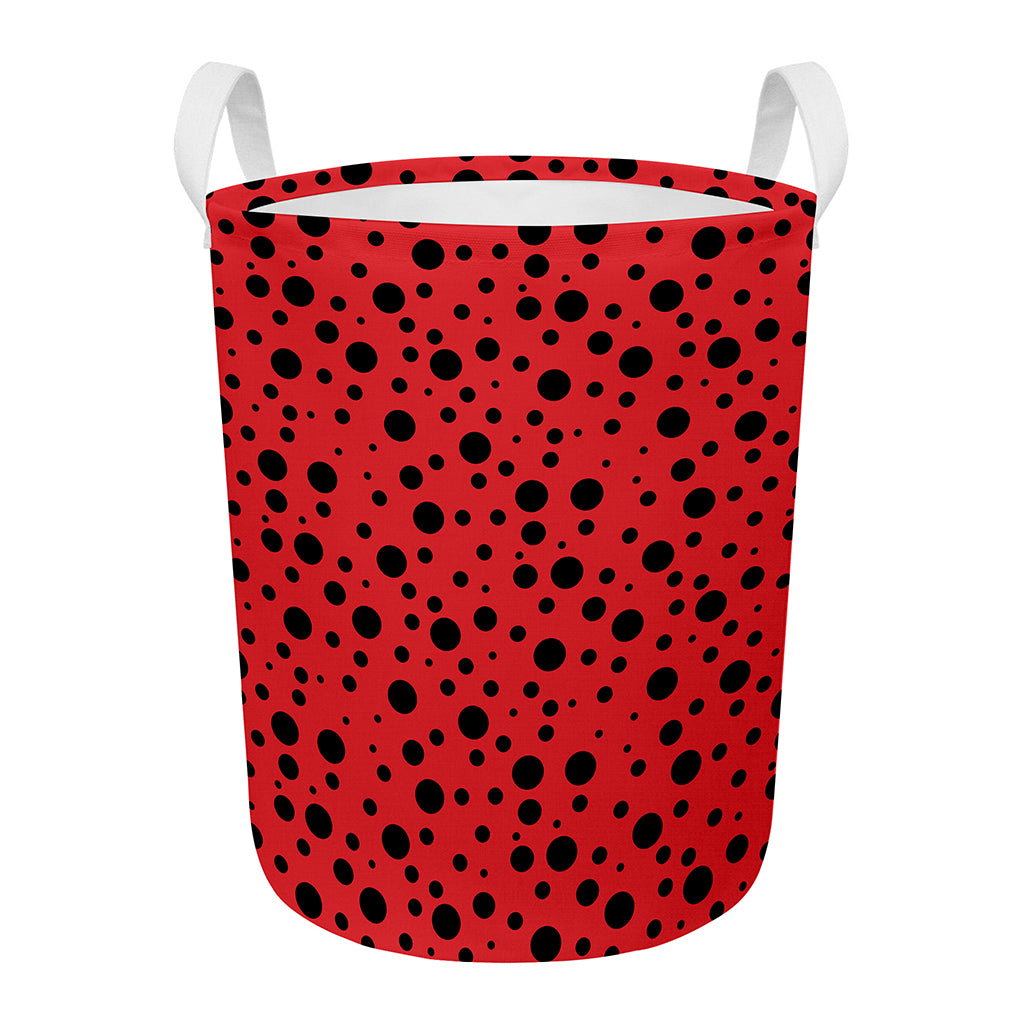 Ladybug Spots Pattern Print Round Laundry Basket