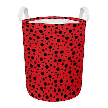 Ladybug Spots Pattern Print Round Laundry Basket