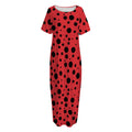 Ladybug Spots Pattern Print Short Sleeve Long Nightdress