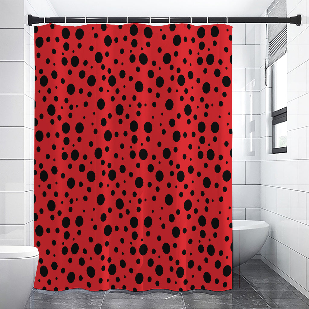 Ladybug Spots Pattern Print Shower Curtain