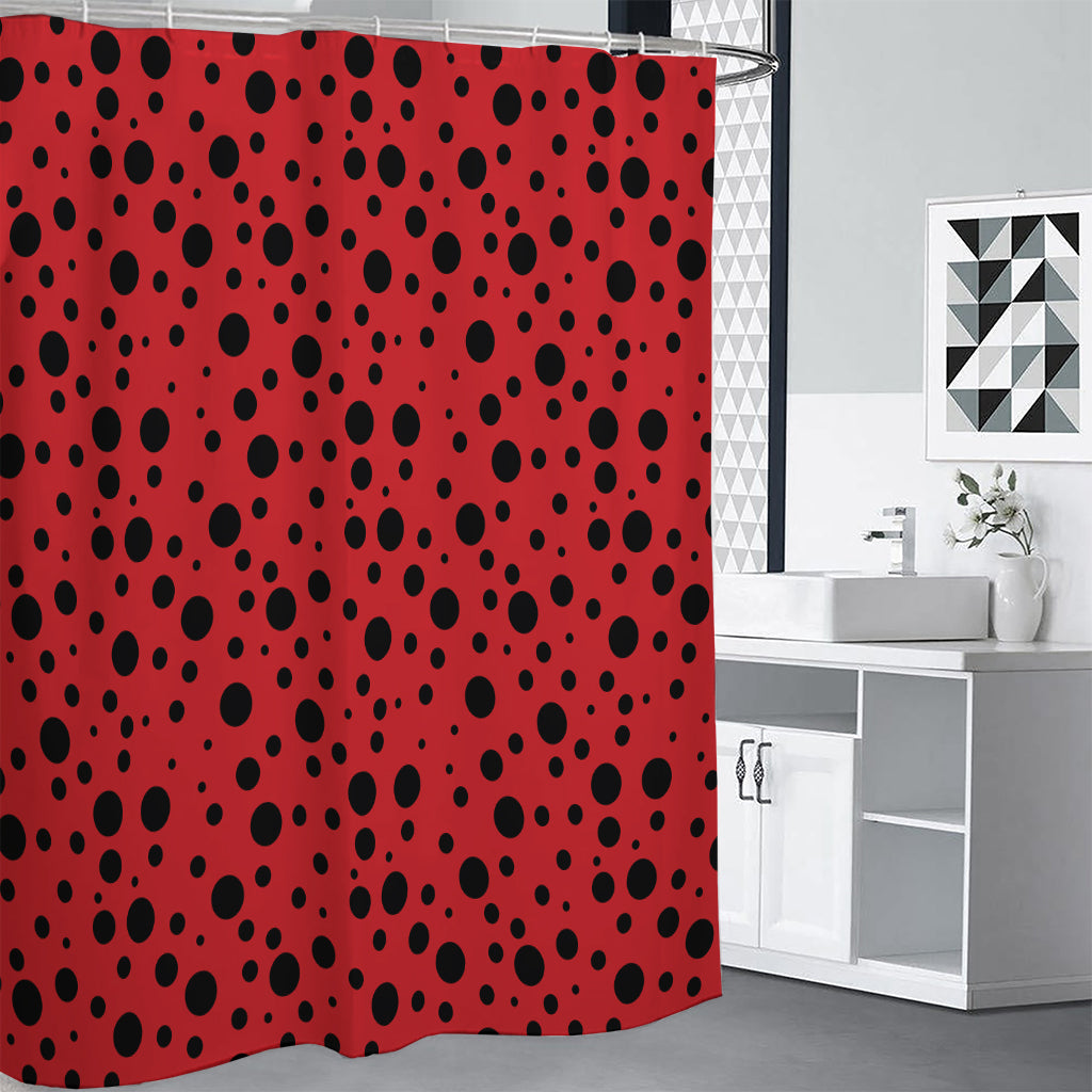 Ladybug Spots Pattern Print Shower Curtain