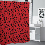 Ladybug Spots Pattern Print Shower Curtain