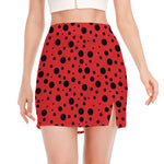 Ladybug Spots Pattern Print Side Slit Mini Skirt