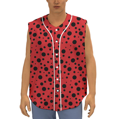 Ladybug Spots Pattern Print Sleeveless Baseball Jersey