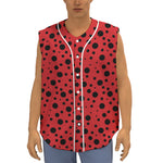 Ladybug Spots Pattern Print Sleeveless Baseball Jersey