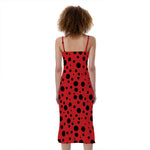 Ladybug Spots Pattern Print Slim Fit Midi Cami Dress
