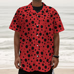Ladybug Spots Pattern Print Textured Short Sleeve Shirt