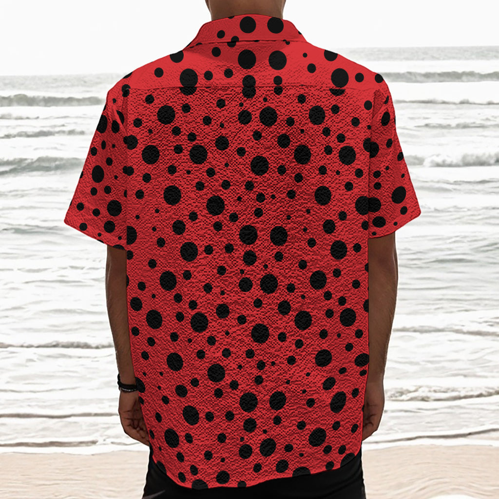 Ladybug Spots Pattern Print Textured Short Sleeve Shirt