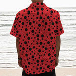 Ladybug Spots Pattern Print Textured Short Sleeve Shirt