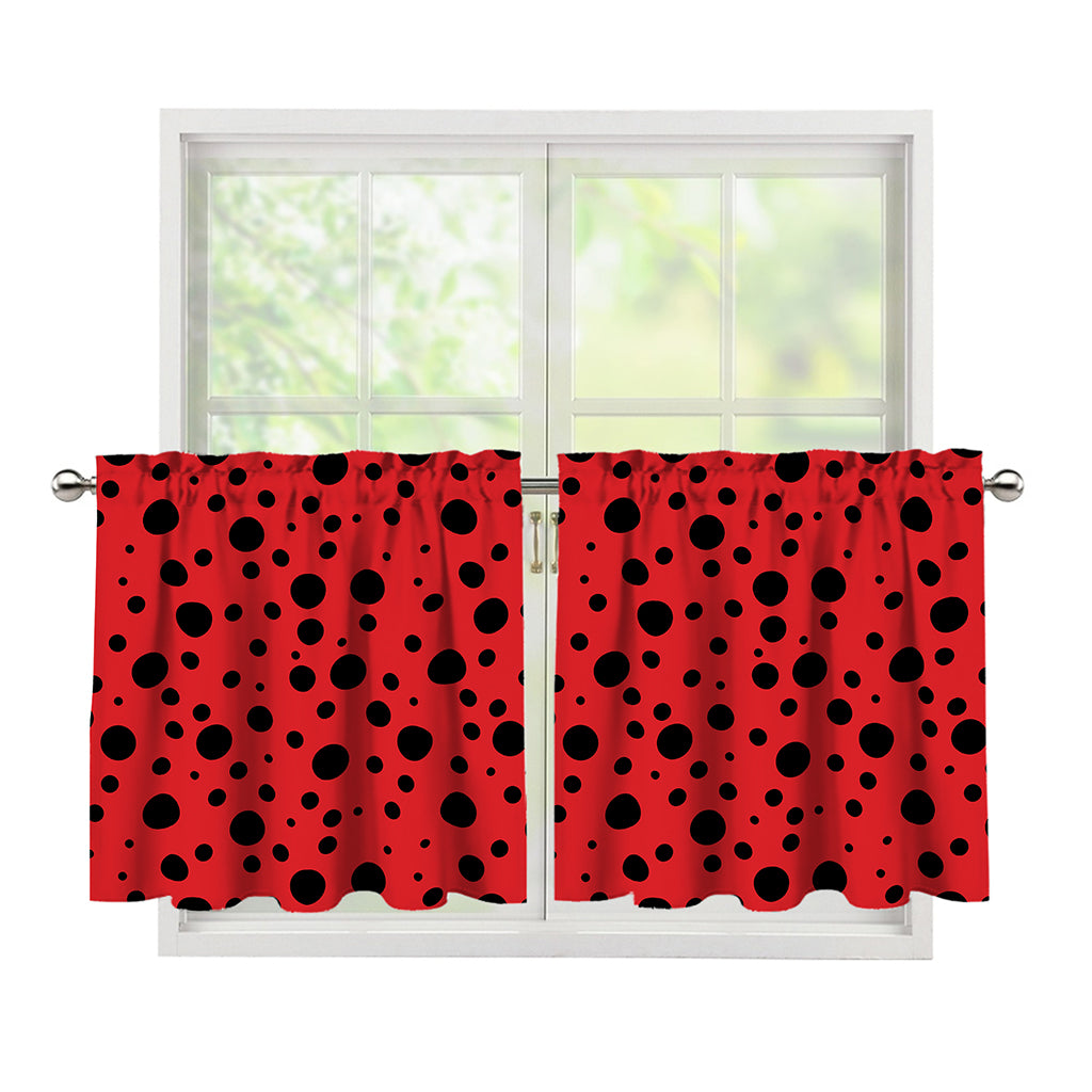 Ladybug Spots Pattern Print Tier Curtains