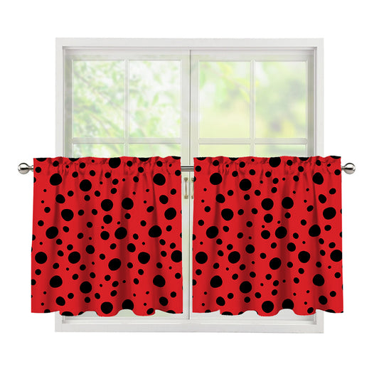 Ladybug Spots Pattern Print Tier Curtains