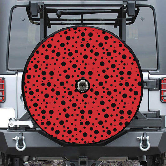 Ladybug Spots Pattern Print Tire Cover With Camera Hole
