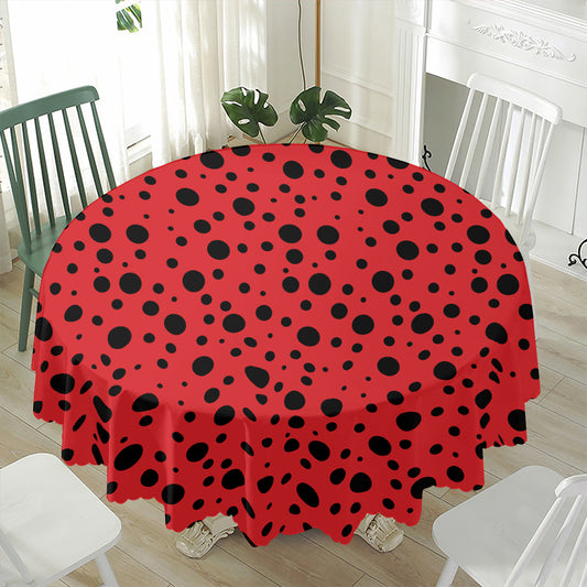 Ladybug Spots Pattern Print Waterproof Round Tablecloth