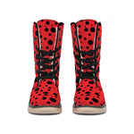 Ladybug Spots Pattern Print Winter Boots