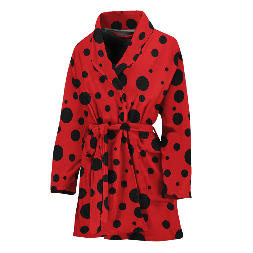 Ladybug Spots Pattern Print Women's Bathrobe