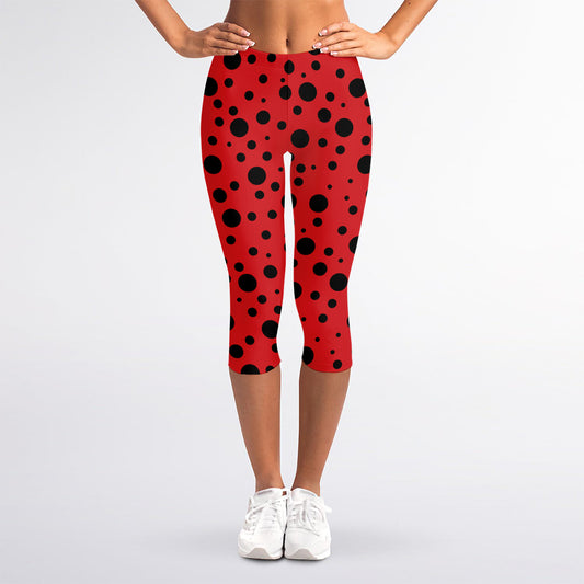 Ladybug Spots Pattern Print Women's Capri Leggings