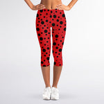 Ladybug Spots Pattern Print Women's Capri Leggings