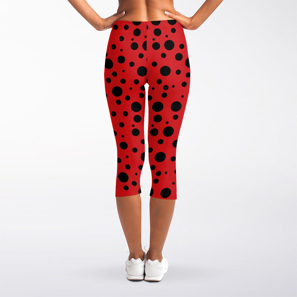 Ladybug Spots Pattern Print Women's Capri Leggings
