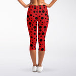 Ladybug Spots Pattern Print Women's Capri Leggings