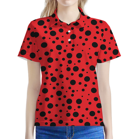 Ladybug Spots Pattern Print Women's Polo Shirt