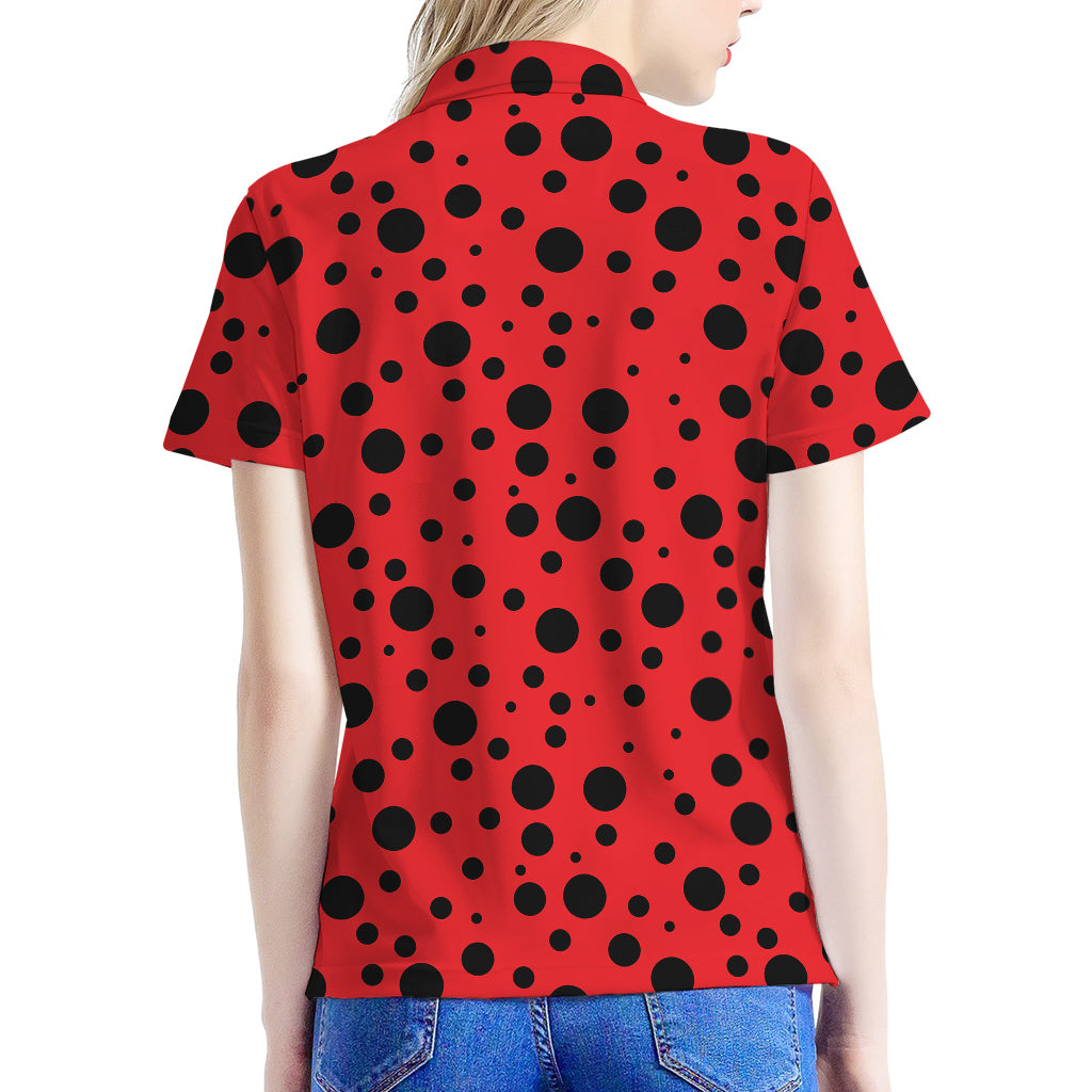 Ladybug Spots Pattern Print Women's Polo Shirt