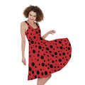 Ladybug Spots Pattern Print Sleeveless Knee Length Dress