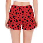 Ladybug Spots Pattern Print Women's Split Running Shorts