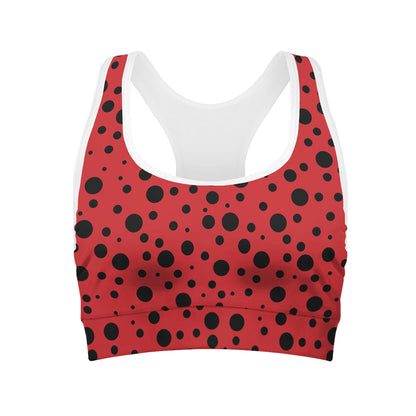 Ladybug Spots Pattern Print Women's Sports Bra