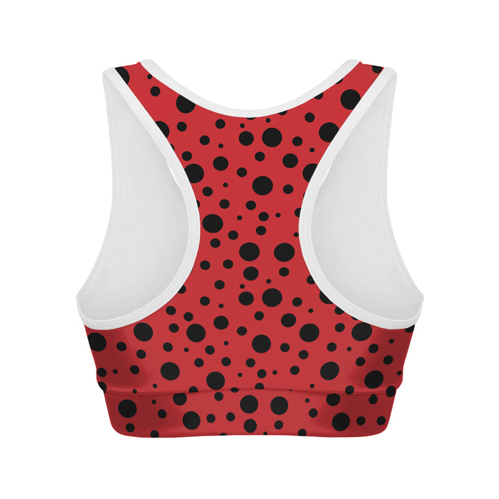 Ladybug Spots Pattern Print Women's Sports Bra