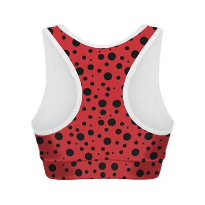 Ladybug Spots Pattern Print Women's Sports Bra