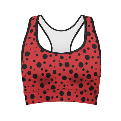 Ladybug Spots Pattern Print Women's Sports Bra