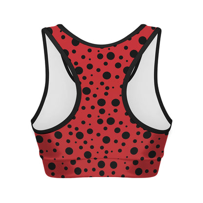 Ladybug Spots Pattern Print Women's Sports Bra