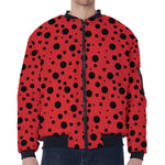 Ladybug Spots Pattern Print Zip Sleeve Bomber Jacket