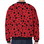 Ladybug Spots Pattern Print Zip Sleeve Bomber Jacket