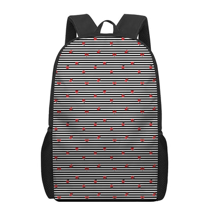 Ladybug Striped Pattern Print 17 Inch Backpack