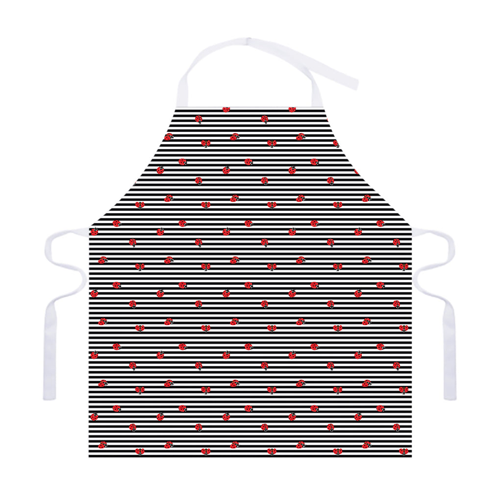 Ladybug Striped Pattern Print Adjustable Apron