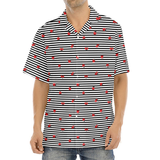 Ladybug Striped Pattern Print Aloha Shirt