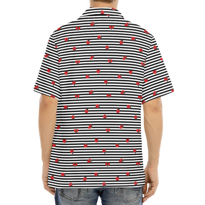 Ladybug Striped Pattern Print Aloha Shirt
