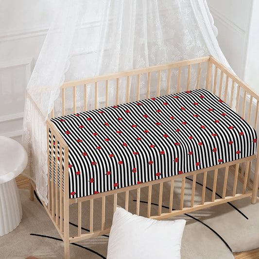 Ladybug Striped Pattern Print Baby Crib Sheet