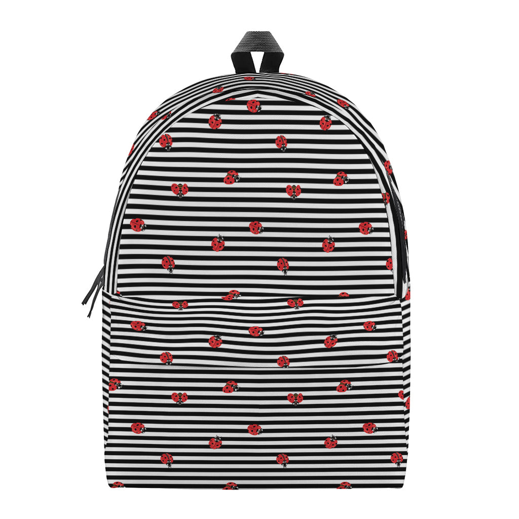 Ladybug Striped Pattern Print Backpack