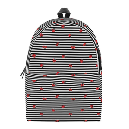 Ladybug Striped Pattern Print Backpack