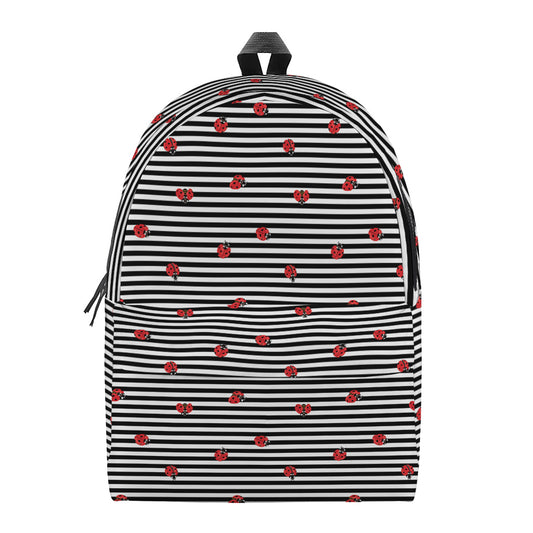 Ladybug Striped Pattern Print Backpack