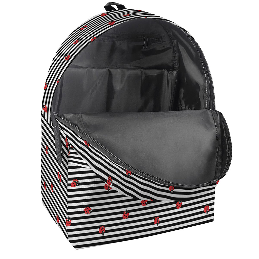 Ladybug Striped Pattern Print Backpack