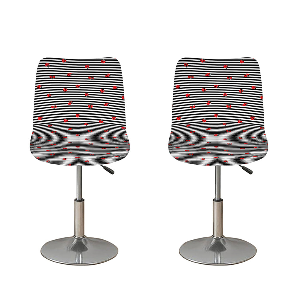 Ladybug Striped Pattern Print Bar Stool Covers