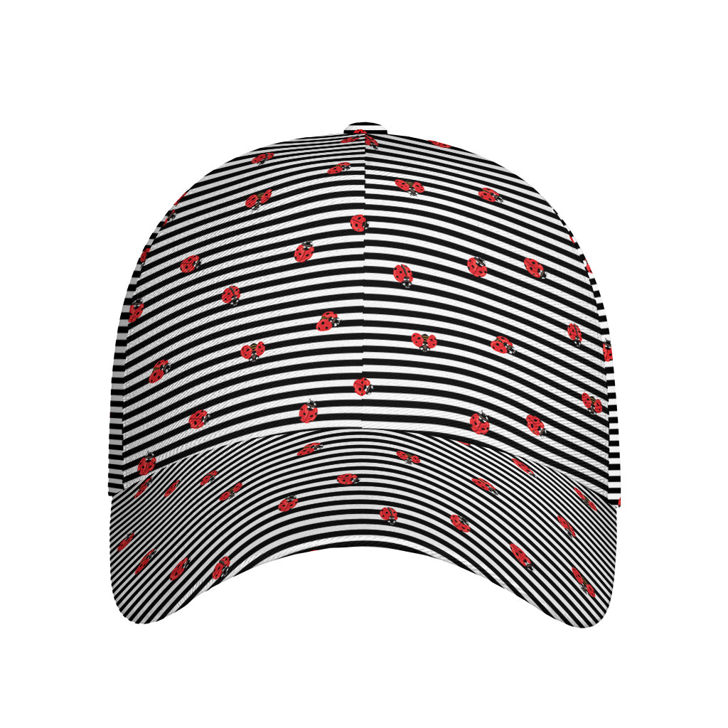 Ladybug Striped Pattern Print Baseball Cap