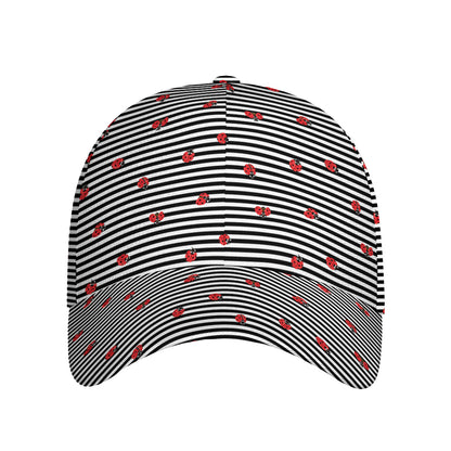 Ladybug Striped Pattern Print Baseball Cap